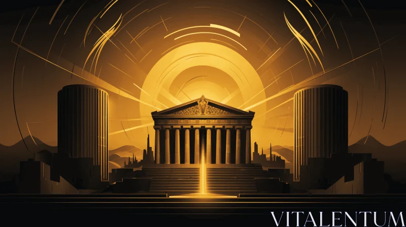 Golden Lighting: A Captivating Illustration of Classical Antiquity and Futurism AI Image
