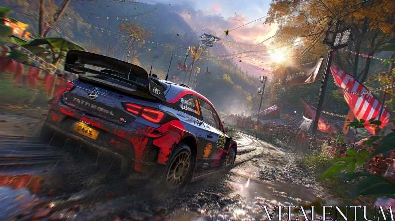 Rally Car Racing Through Forest - Exciting Action Shot! AI Image
