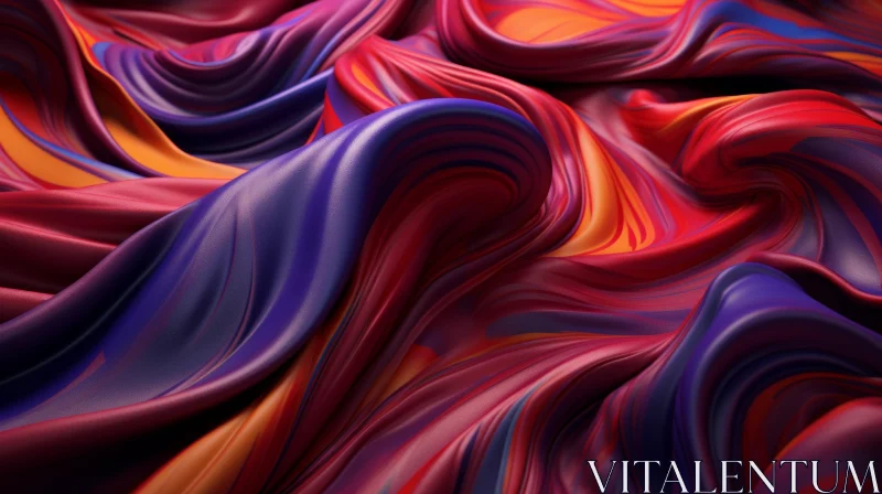 Red and Purple Silk Fabric Close-Up | Luxurious Wavy Pattern AI Image
