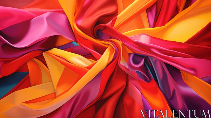Colorful Abstract Silk Fabric Art AI Image