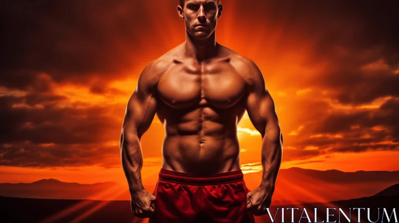 AI ART Muscular Young Man in Red Shorts | Determination and Focus