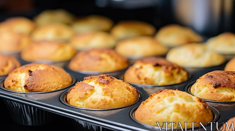 Delicious Golden Brown Muffins - Close-Up Food Photography AI Image