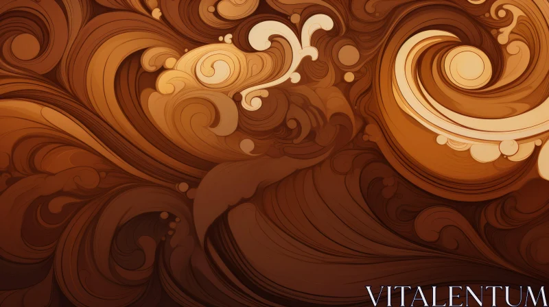 Elegant Coffee-Colored Swirls and Flourishes Background AI Image