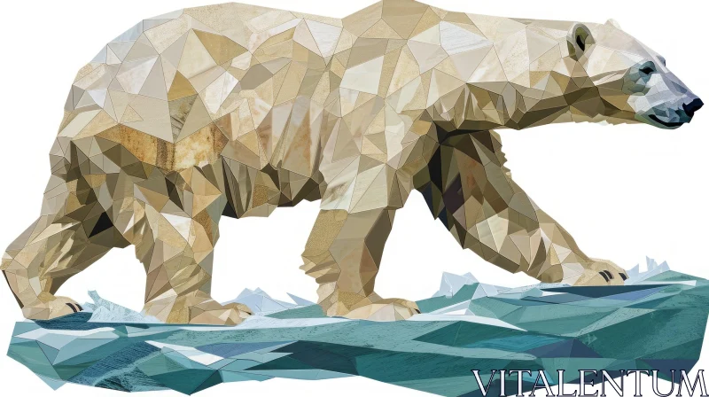 Polar Bear on Ice: Digital Collage Art AI Image