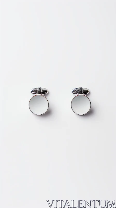 Sophisticated Silver Cufflinks with Oval Mother-of-Pearl Inserts AI Image