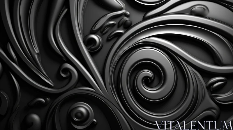 Elegant Black and Gray 3D Floral Decorative Background AI Image
