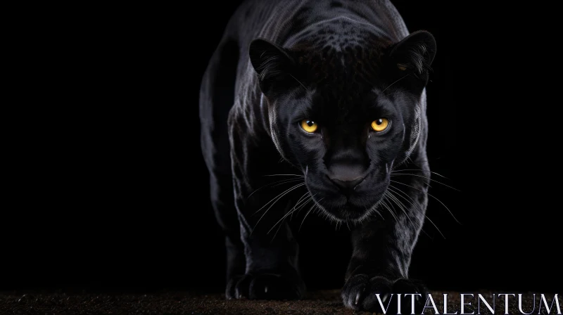 Intense Black Panther Staring at Camera AI Image