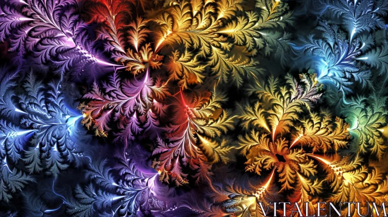 Colorful Floral Fractal Pattern for Background AI Image