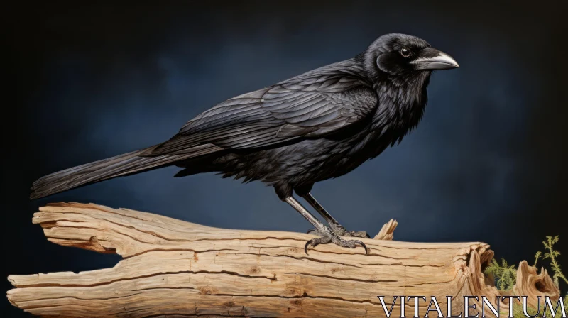 AI ART Detailed Painting of Crow on Branch