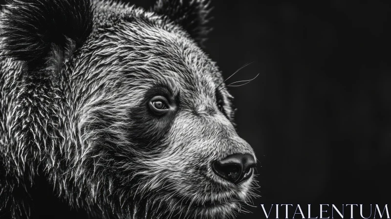 Monochrome Bear Portrait - Wildlife Photography AI Image