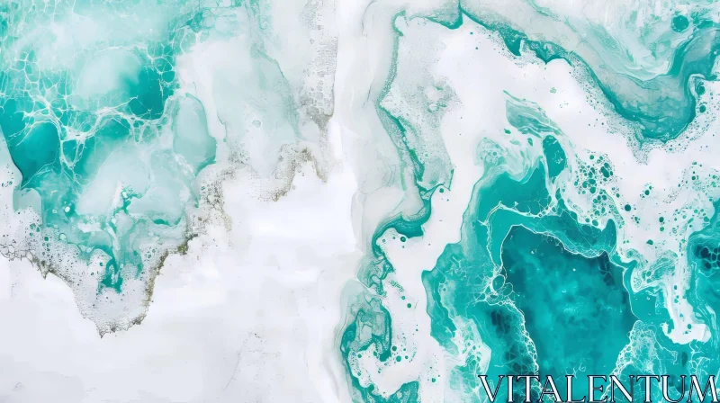 Turquoise and White Abstract Painting with Layered Texture AI Image