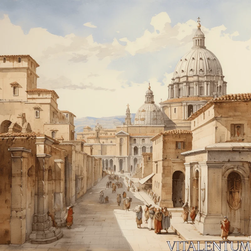 Captivating Ancient City Painting with Detailed Architecture | Artistic Masterpiece AI Image