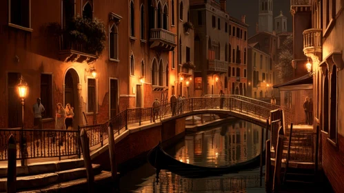 Enchanting Venice Canal Night Painting