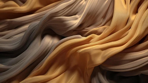 Golden Silk Fabric Texture with Pleats - Captivating Depth and Warmth