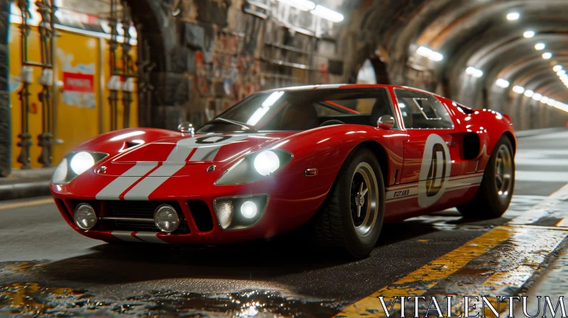 Red Ford GT40 Mk I Car in Tunnel AI Image
