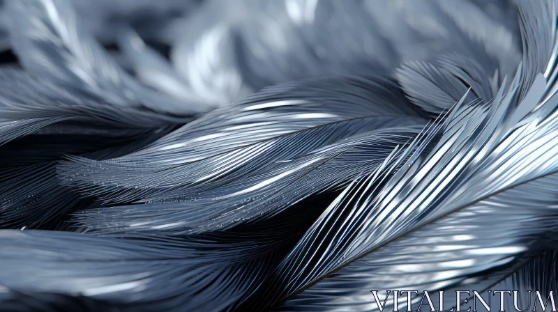 Silver Feathers Close-up Wave Pattern AI Image