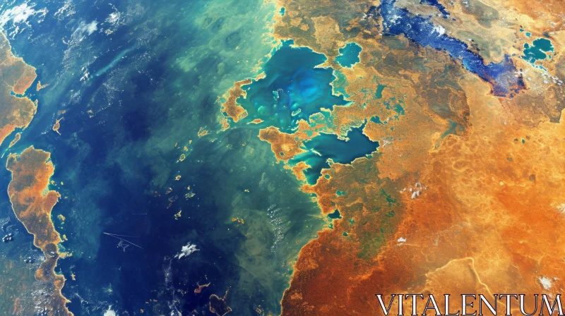 Discover the Majestic Caspian Sea on Earth's Satellite Image AI Image