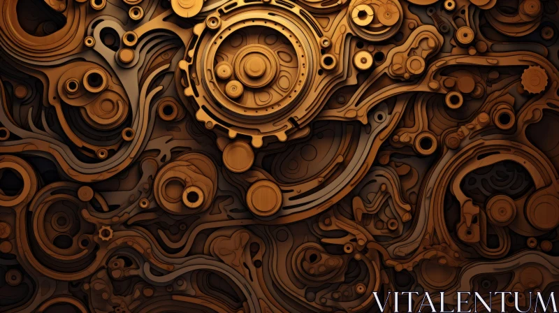 Intricate Steampunk Mechanical Background AI Image