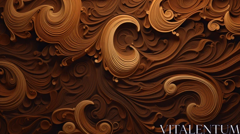 Wooden Surface with Wave-Like Pattern | 3D Rendering AI Image