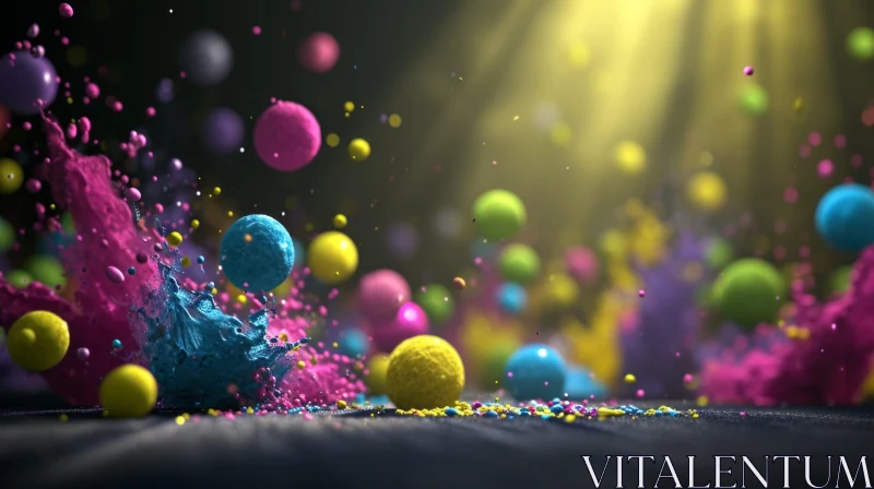 Colorful Explosion 3D Rendering | Energy Particles Dynamic Art AI Image