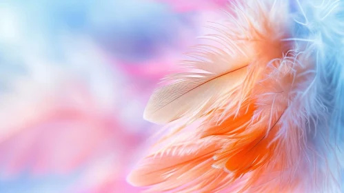 Delicate Orange Feathers Close Up in Pastel Colors