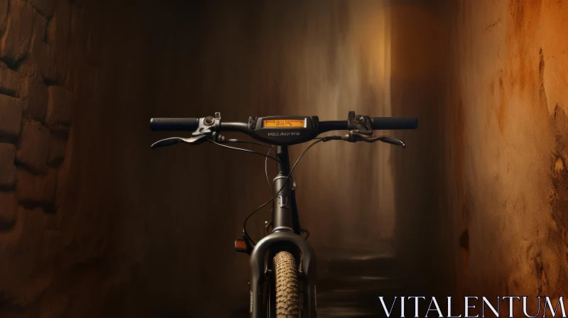 Modern Bicycle Handlebar with Digital Display on Urban Street AI Image
