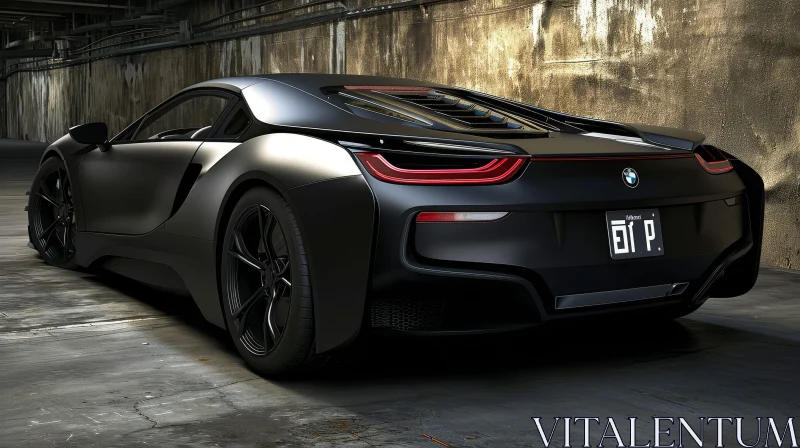 Sleek BMW i8 Sports Car in Dark Tunnel AI Image