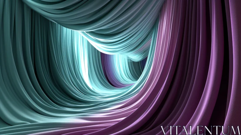 Elegant 3D Cloth Tunnel Rendering in Blue and Purple AI Image