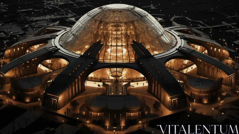Opulent Spaceship-Like Building in the Night | Luxurious Architecture AI Image