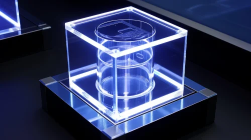Captivating 3D Rendering of a Transparent Cylinder with Blue Glow