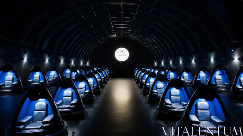 Futuristic Movie Theater - Empty Cinema with Large Screen AI Image