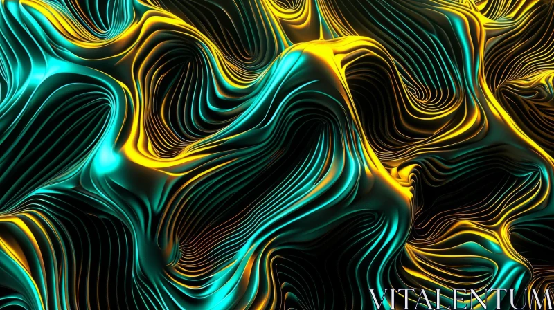 Mesmerizing 3D Wavy Surface Artwork AI Image