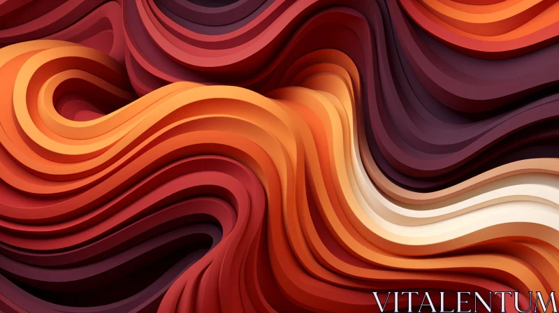 Abstract 3D Rendering with Wave Shapes and Vibrant Colors AI Image