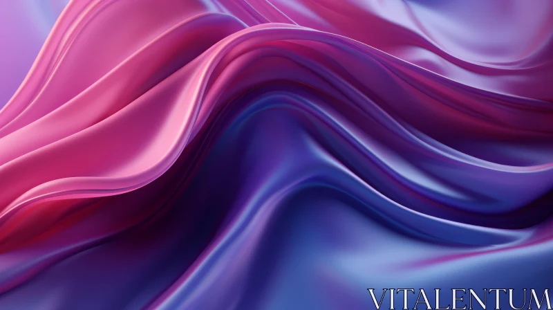 Pink and Purple Wavy Silk-Like 3D Render AI Image