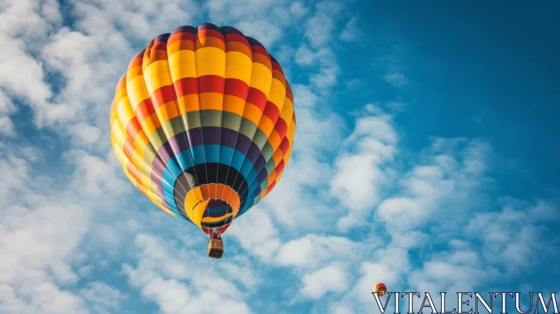 Colorful Hot Air Balloons in Blue Sky AI Image