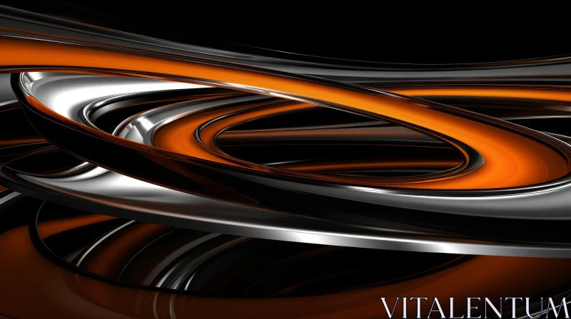 Intertwined Orange and Gray Glossy Tubes - Abstract 3D Rendering AI Image