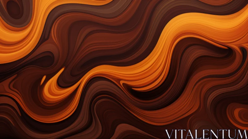 AI ART Brown and Orange Abstract Painting with Wavy Pattern