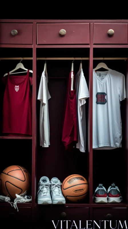Intense Basketball Locker Room Scene AI Image