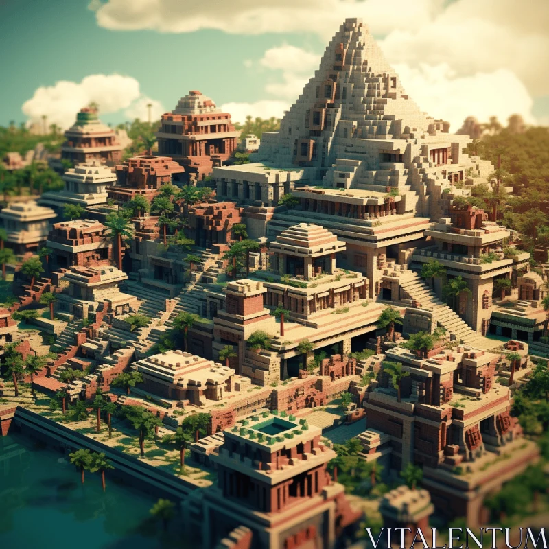 Ancient Indian City in Minecraft: Mesoamerican Influences and Photorealistic Representation AI Image