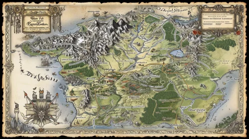 Detailed Fantasy Map of a Fictional World