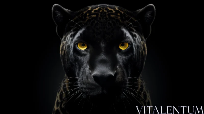 Intense Black Panther Face Digital Painting AI Image