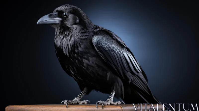 Majestic Raven Perched on Branch - Stunning Wildlife Capture AI Image