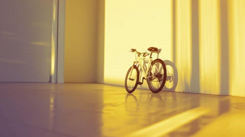 Minimalist White Bicycle in Serene Interior