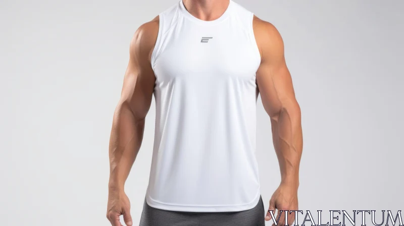 Muscular Man in White Tank Top Standing AI Image