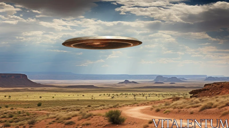 AI ART Mysterious UFO in Desert Landscape