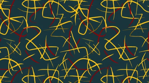 Abstract Brushstrokes Seamless Pattern in Yellow and Red