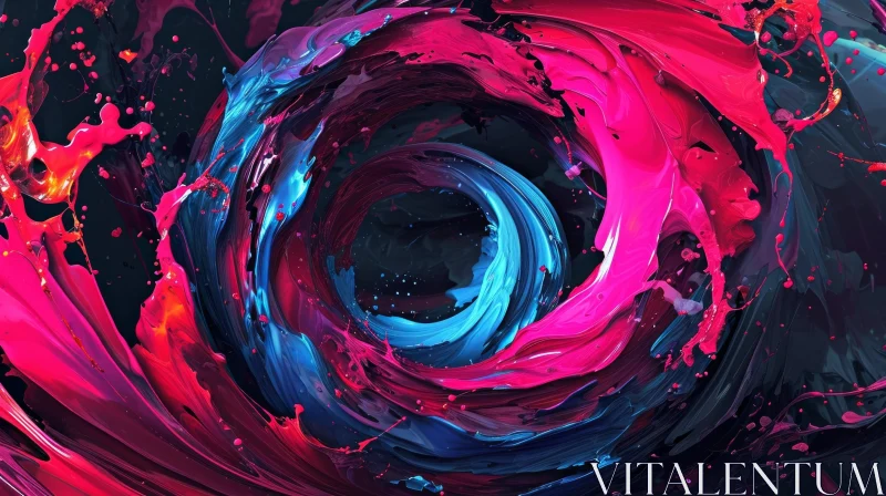 Swirling Blue and Pink Abstract Painting AI Image