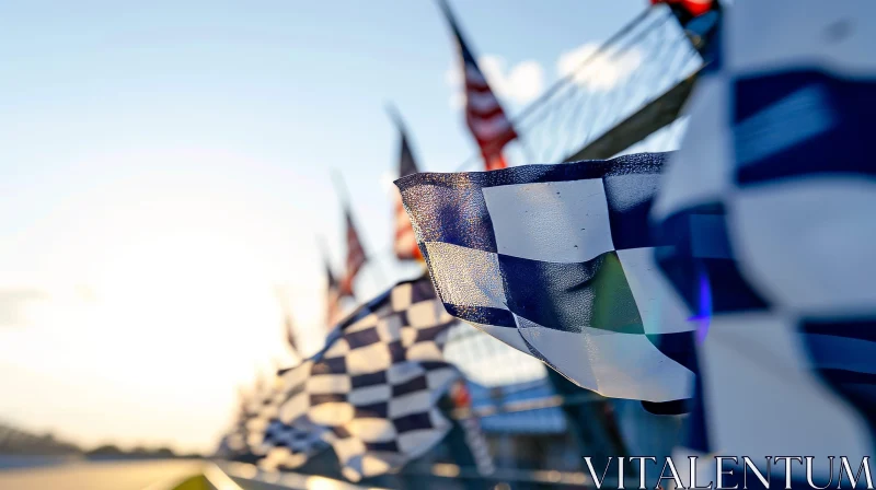 Checkered Flag Waving at Racetrack AI Image