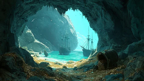 Enigmatic Cave with Abandoned Ships and Hidden Treasure