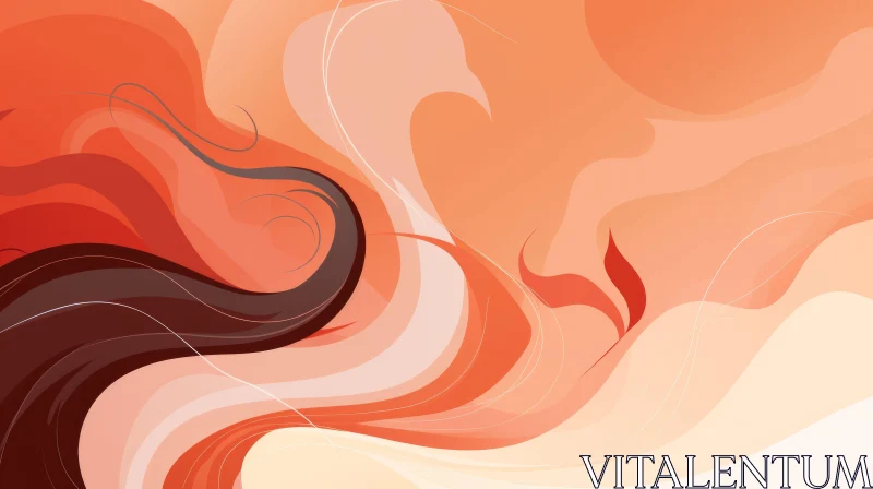 Orange Waves and Lines - Abstract Vector Illustration AI Image